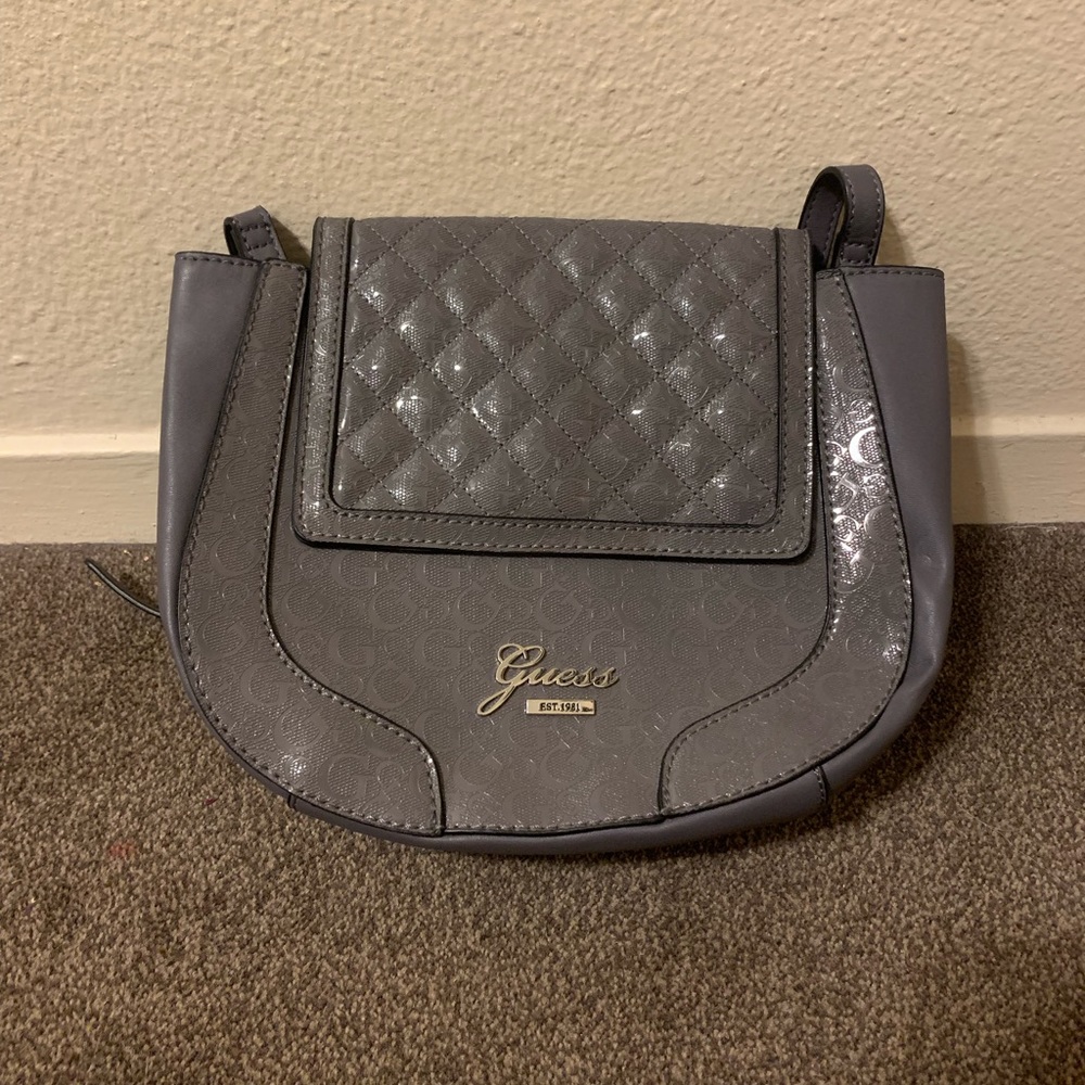 Guess Frosty Polished Logo Saddle Crossbody